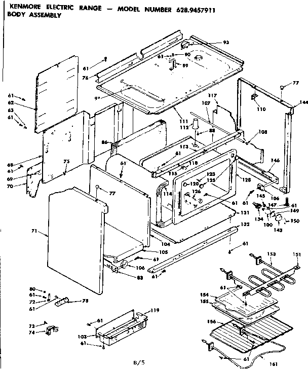 Kenmore 6289457911 body assembly diagram