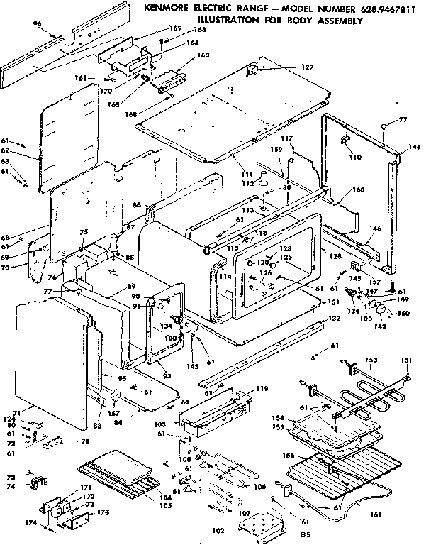 Kenmore 6289467811 body assembly diagram