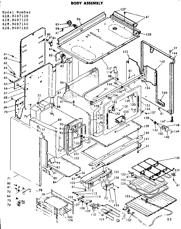 Kenmore 6289497160 body assembly diagram