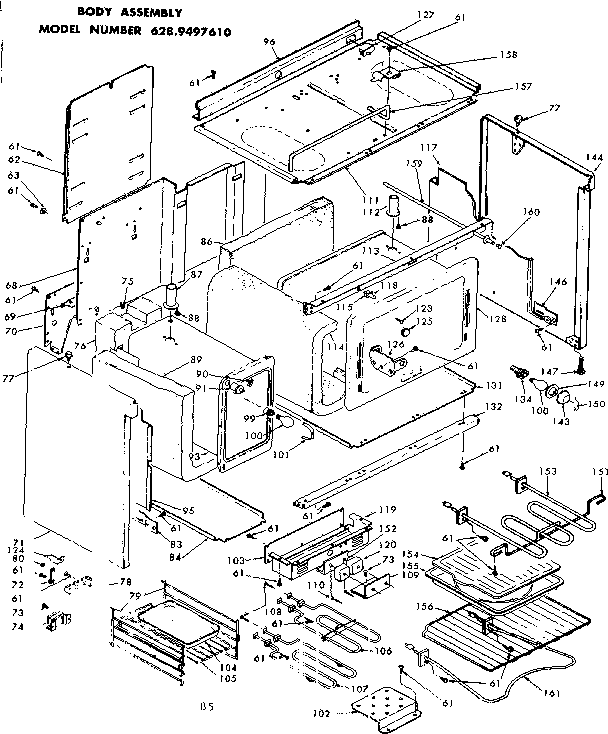Kenmore 6289497610 body assembly diagram