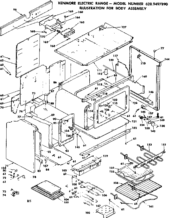 Kenmore 6289497890 body assembly diagram
