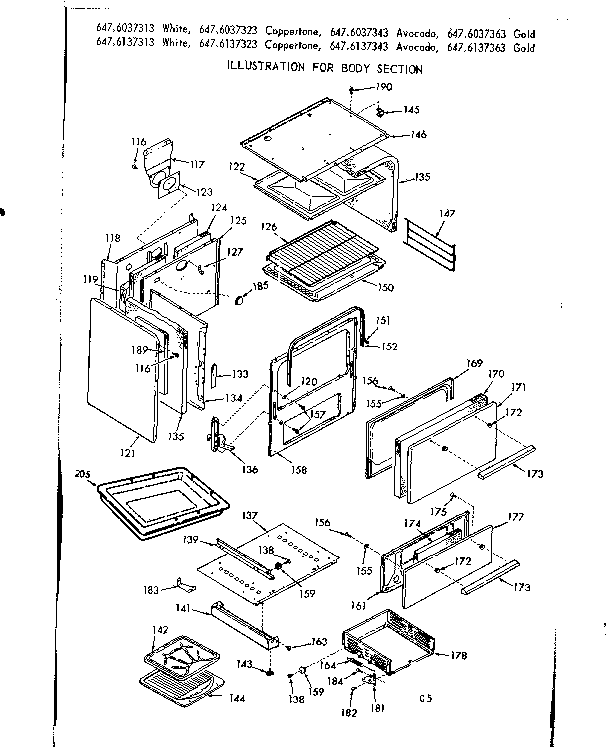 Kenmore 6476037343 body section diagram
