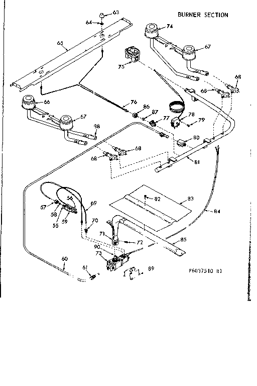 Kenmore 6476047510 burner section diagram