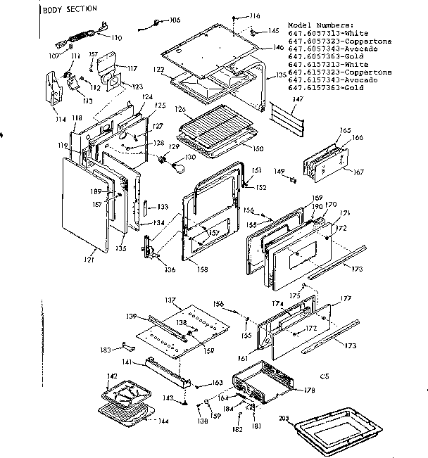 Kenmore 6476057363 body section diagram