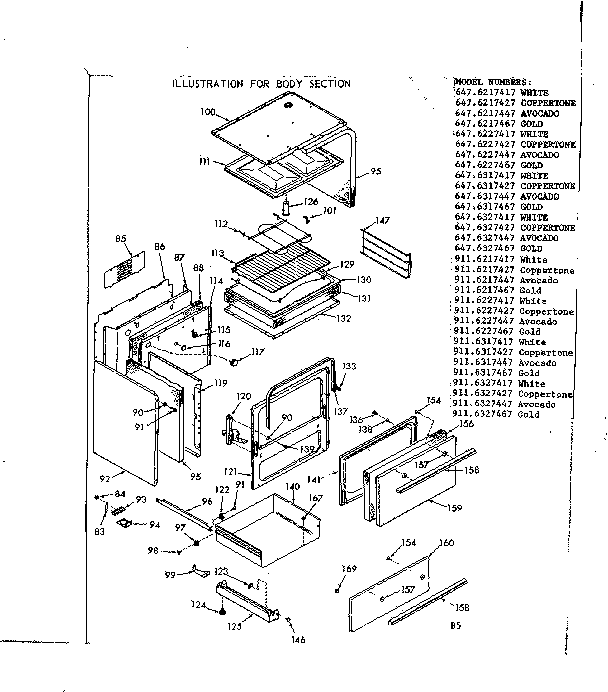Kenmore 6476217427 body section diagram