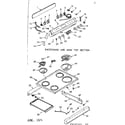 Kenmore 9116257461 backguard and main top section diagram
