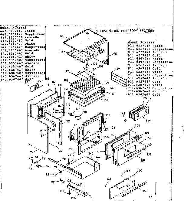 Kenmore 9116367417 body section diagram