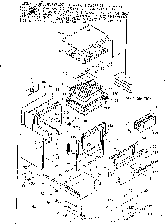 Kenmore 6476277441 body section diagram