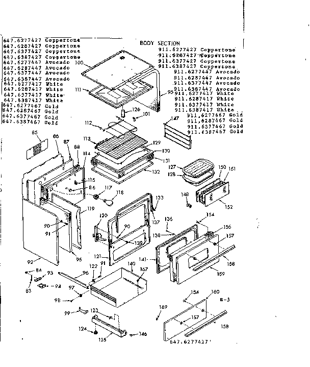 Kenmore 9116377467 body section diagram