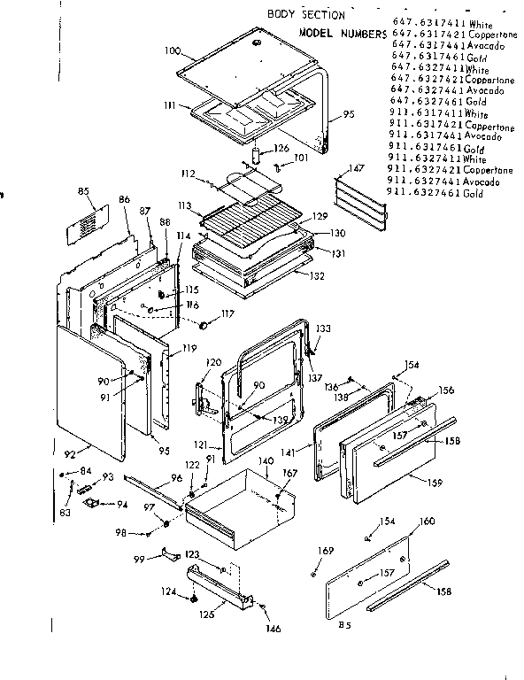 Kenmore 9116317411 body section diagram