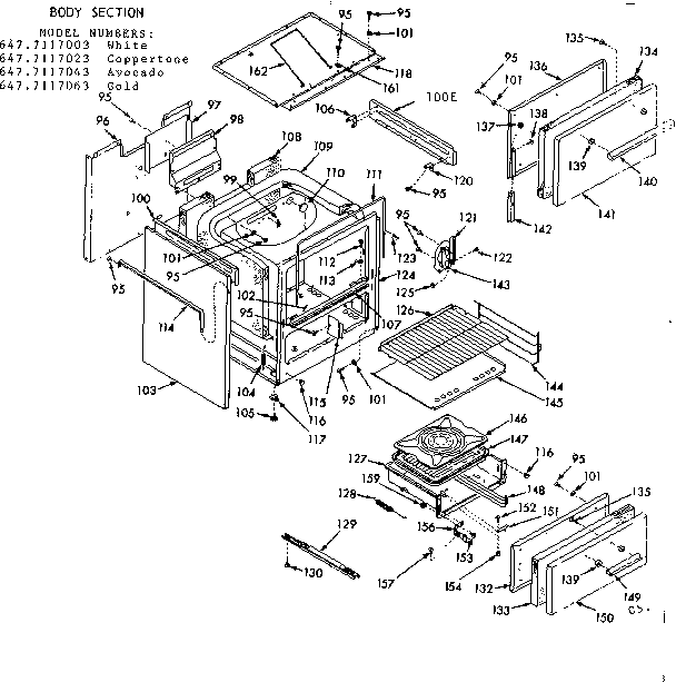 Kenmore 6477117043 body section diagram