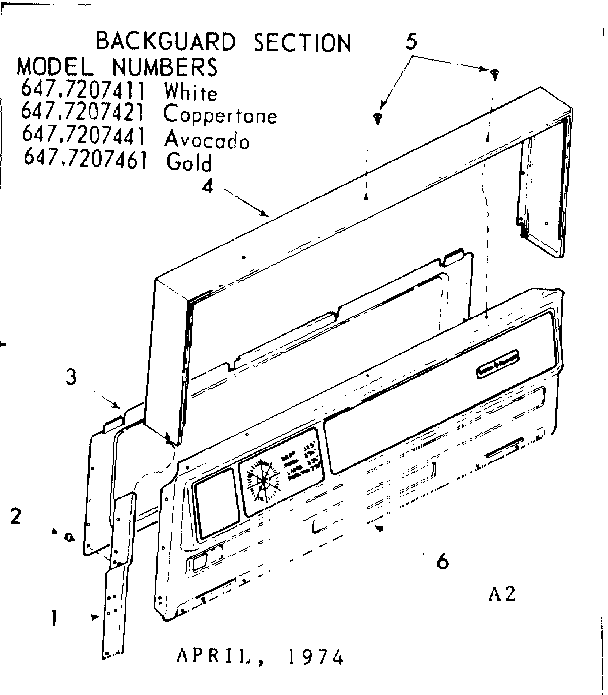 Kenmore 6477207441 backguard section diagram
