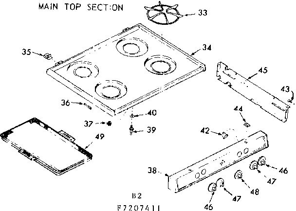 Kenmore 6477207441 main top section diagram