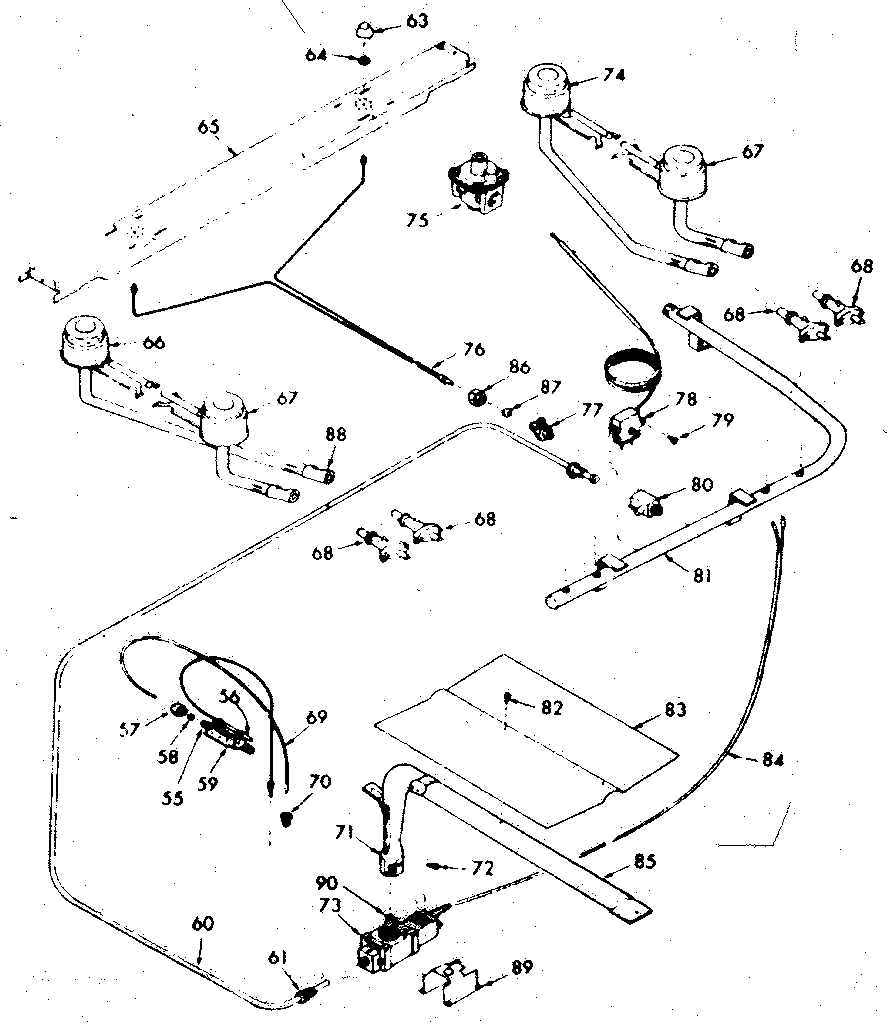 Kenmore 6477207441 burner section diagram