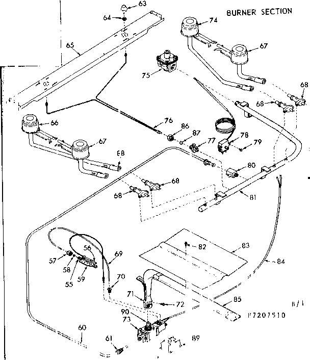 Kenmore 9117207510 burner section diagram