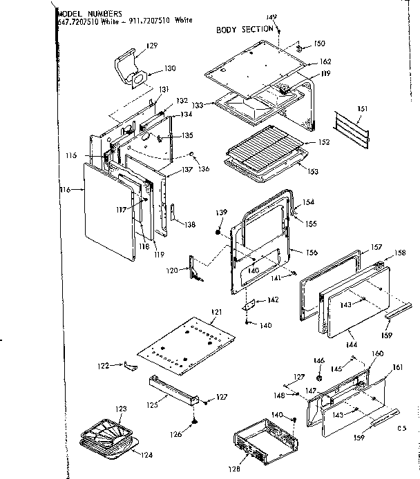 Kenmore 9117207510 body section diagram