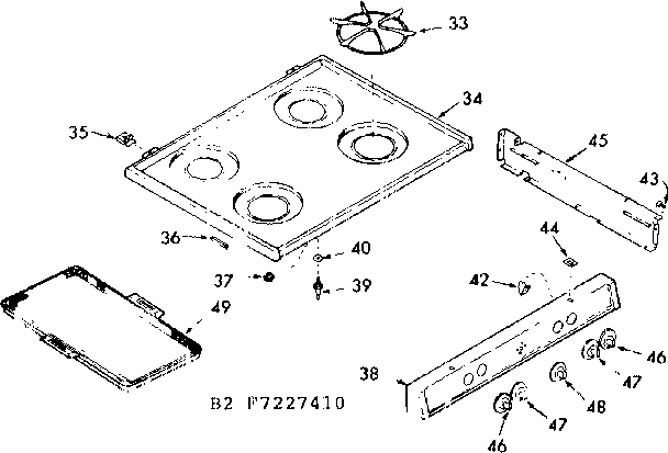 Kenmore 6477227440 main top section diagram