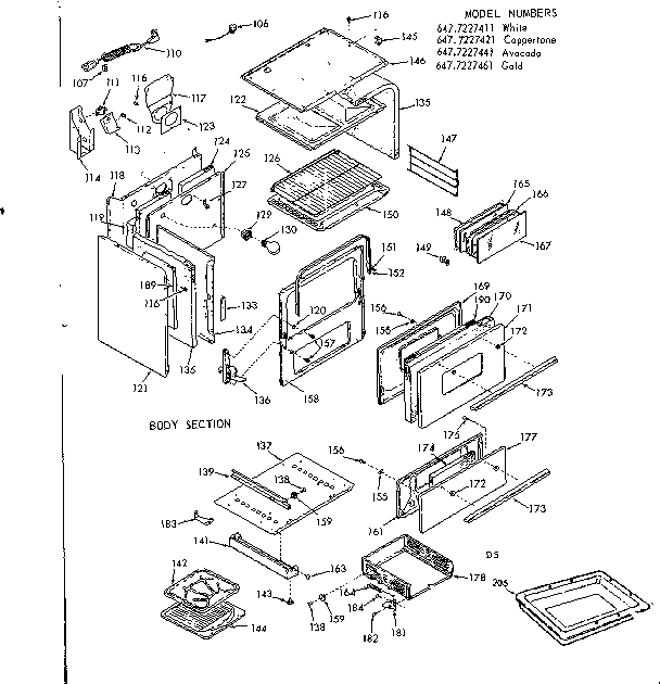 Kenmore 6477227461 body section diagram