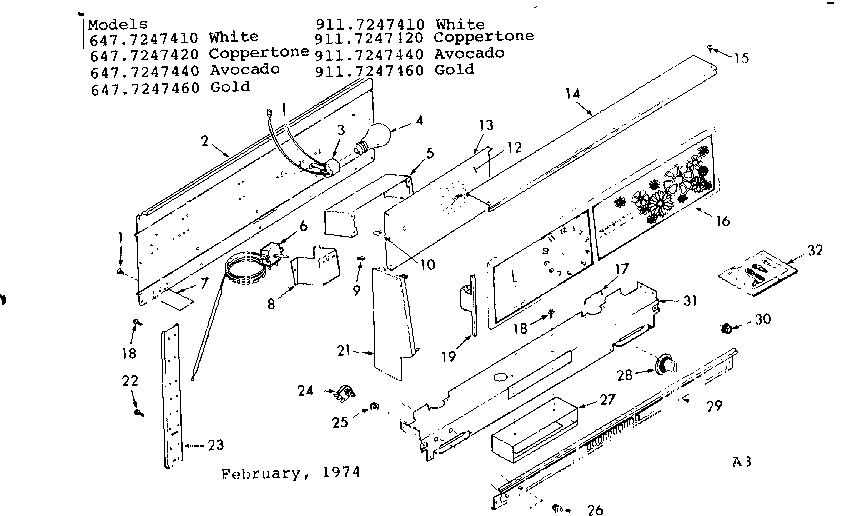 Kenmore 6477247440 backguard section diagram
