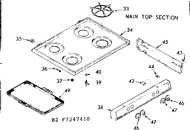 Kenmore 6477247440 main top section diagram
