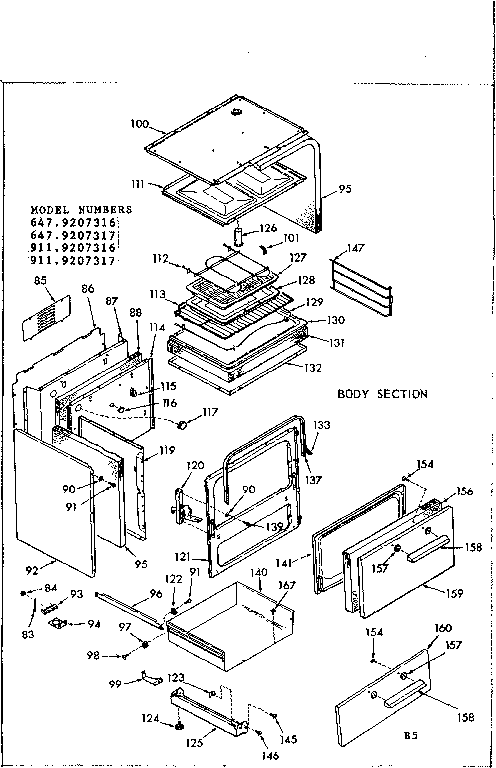Kenmore 9119207317 body section diagram