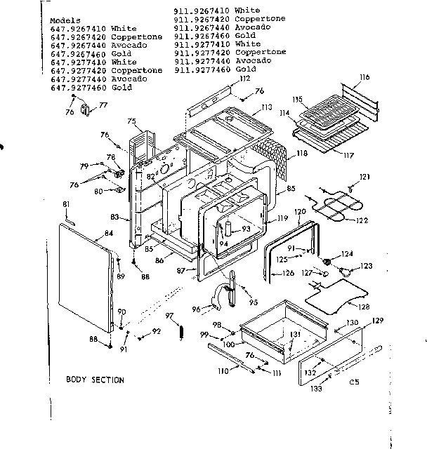 Kenmore 9119277410 body section diagram
