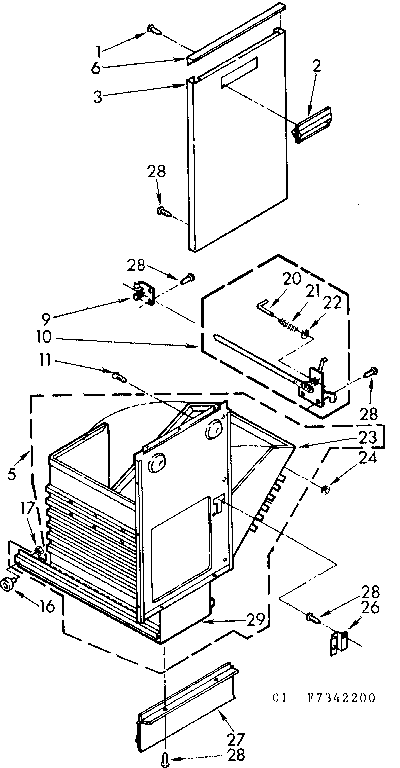 Kenmore 6657342200 container assembly diagram