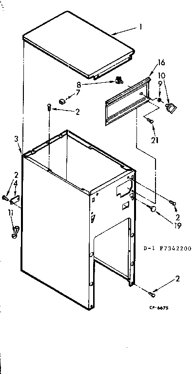 Kenmore 6657342200 cabinet & control asm diagram