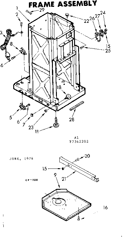Kenmore 6657342202 frame assembly diagram