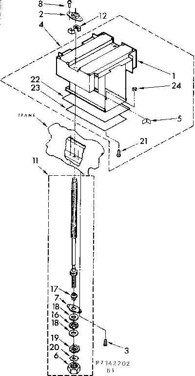 Kenmore 6657342202 power screw and ram assembly diagram