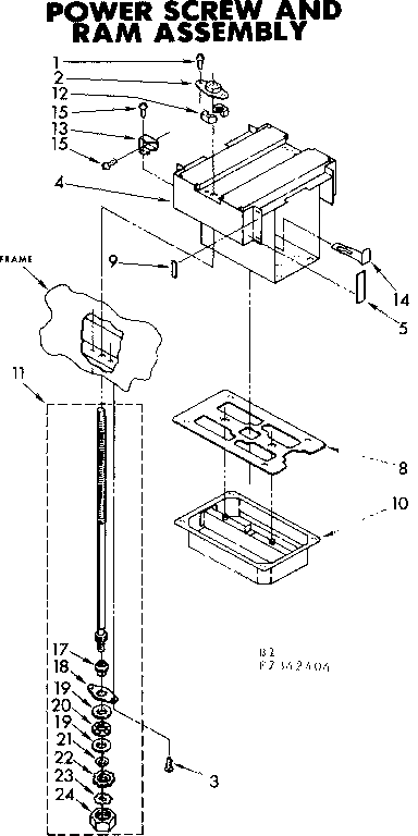 Kenmore 6657342404 power screw and ram assembly diagram