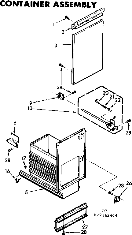 Kenmore 6657342404 conatiner assembly diagram