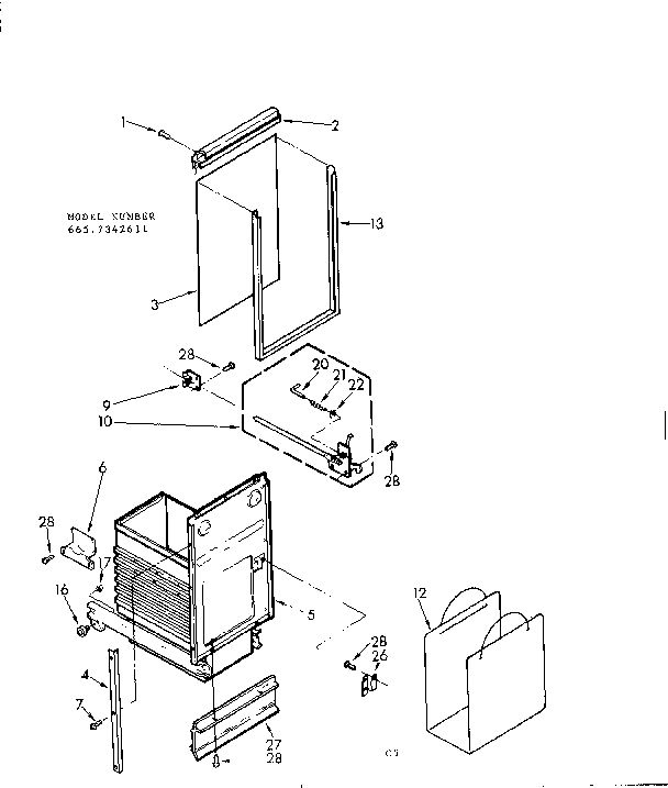 Kenmore 6657342611 container asm diagram