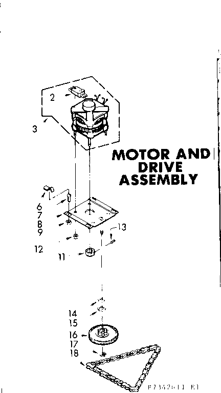 Kenmore 6657342611 motor and drive asm diagram