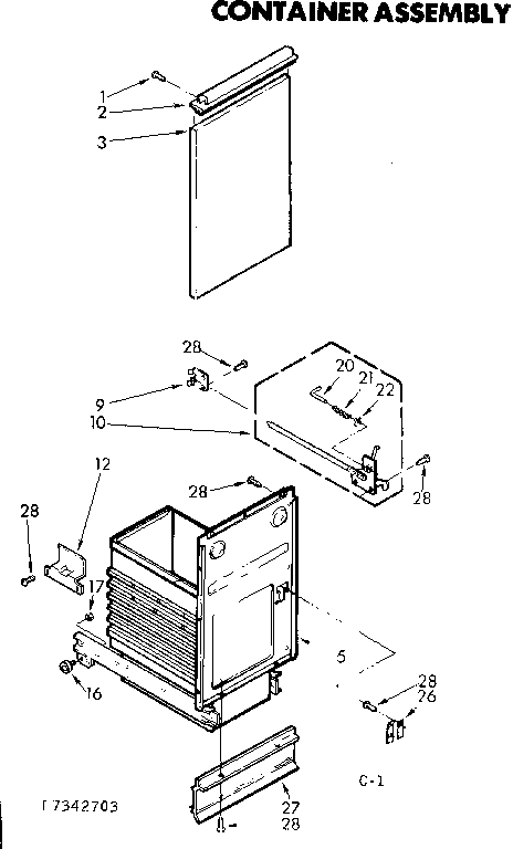 Kenmore 6657342703 container asm diagram