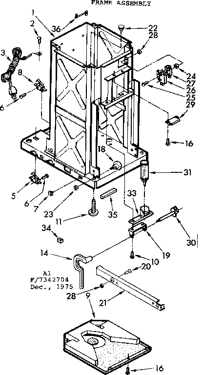 Kenmore 6657342704 frame assembly diagram