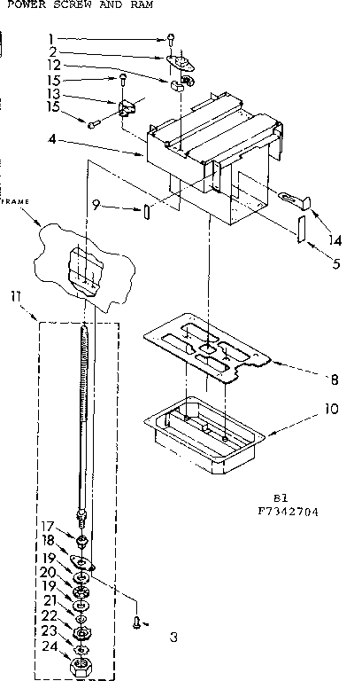 Kenmore 6657342704 power screw and ram assembly diagram
