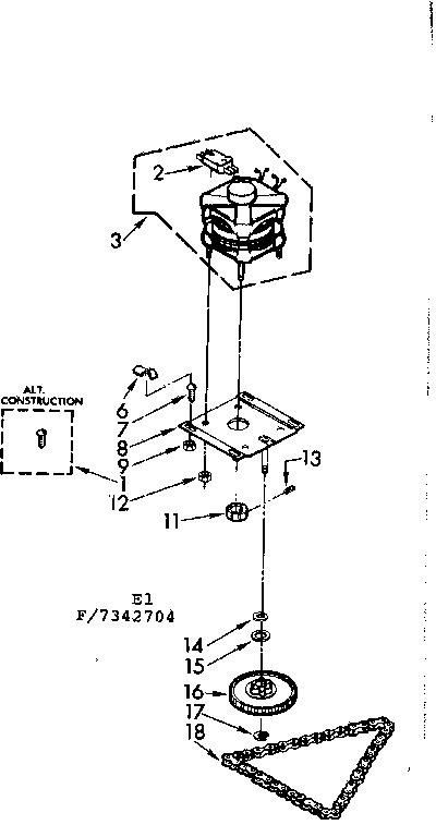 Kenmore 6657342704 motor and drive assembly diagram