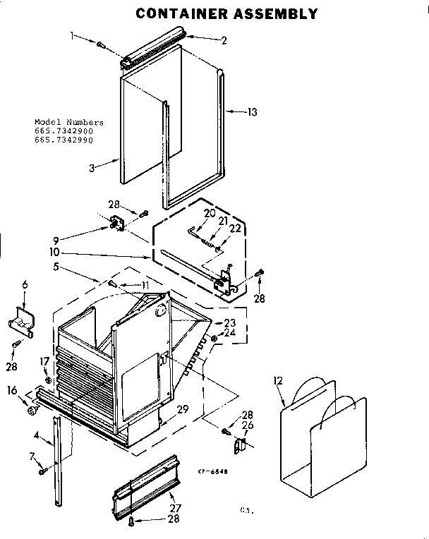 Kenmore 6657342990 container assembly diagram