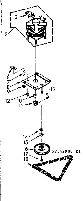 Kenmore 6657342990 motor and drive assembly diagram