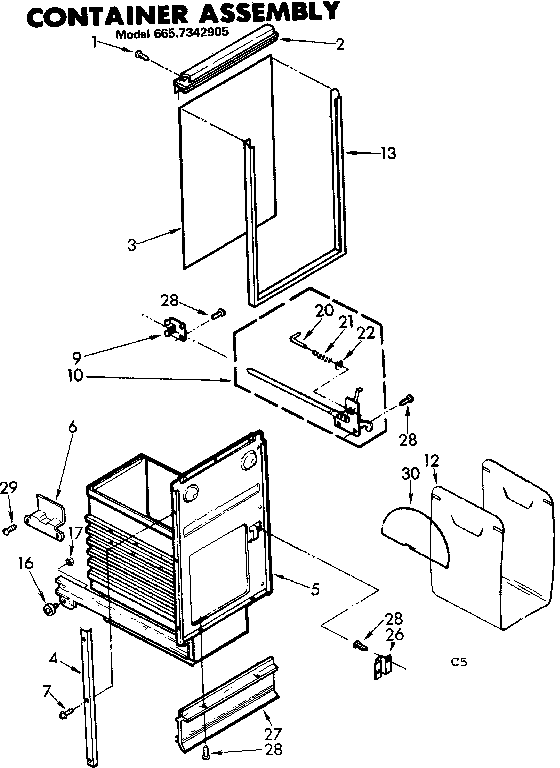 Kenmore 6657342905 container assembly diagram