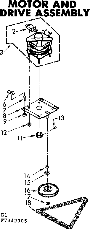 Kenmore 6657342905 motor and drive assembly diagram