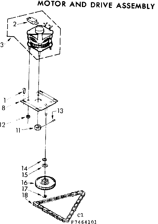 Kenmore 6657464101 motor and drive assembly diagram