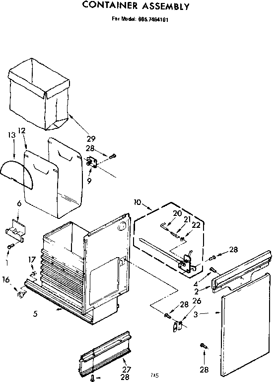 Kenmore 6657464101 container assembly diagram