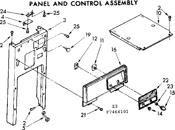 Kenmore 6657464101 panel and control assembly diagram