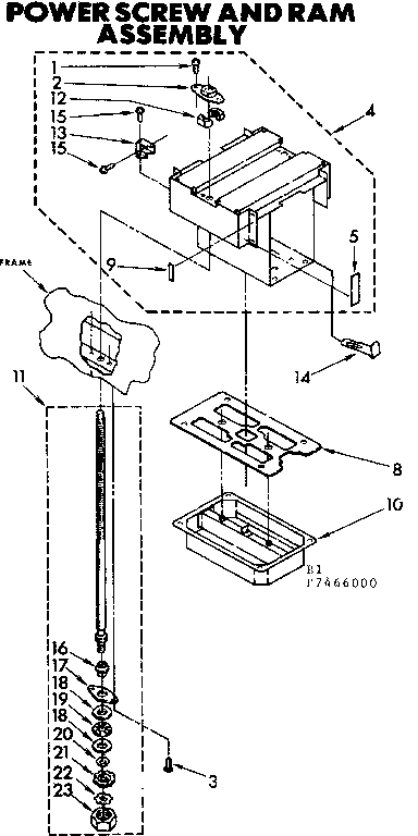 Kenmore 6657466000 power screw and ram assembly diagram