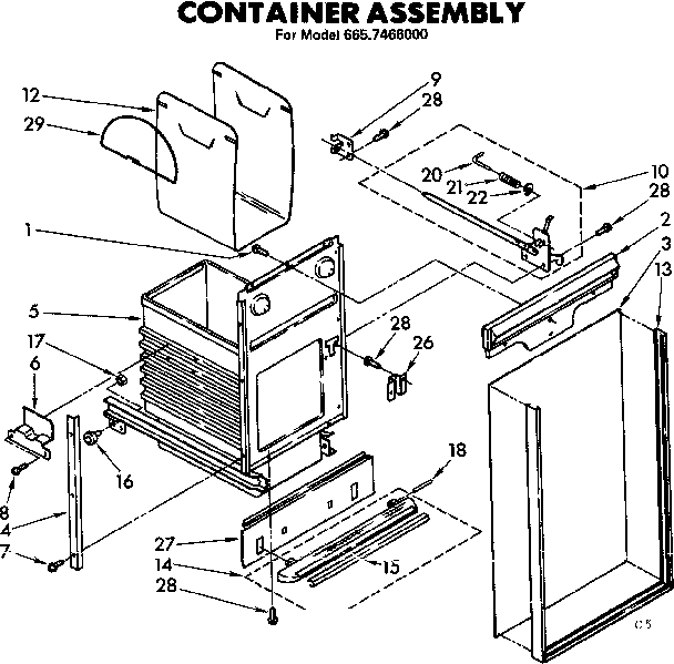 Kenmore 6657466000 container assembly diagram