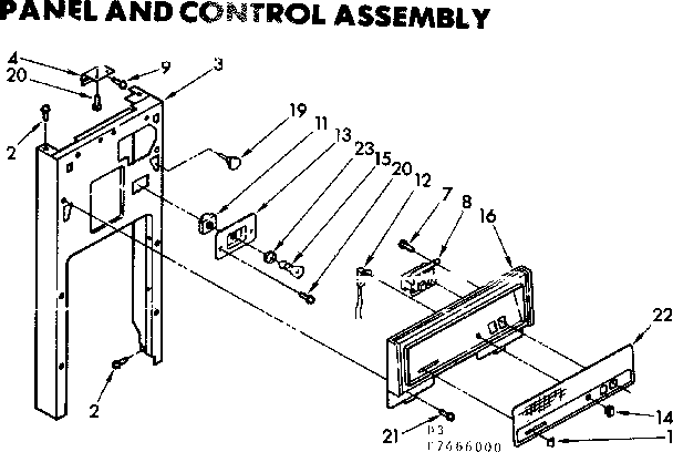Kenmore 6657466000 panel and control assembly diagram