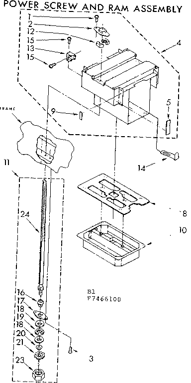 Kenmore 6657466100 power screw and ram assembly diagram