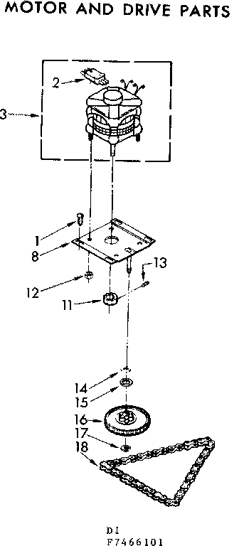 Kenmore 6657466101 motor and drive parts diagram